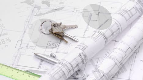 financial data processing against house keys and blueprints