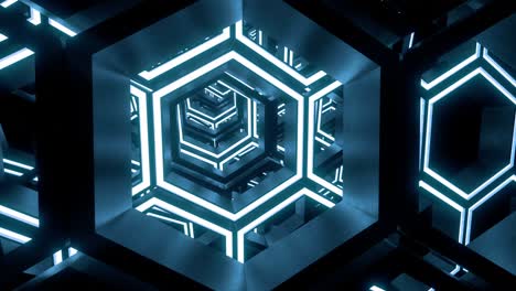 futuristica luce al neon del tunnel esadecimale e animazione a ciclo di movimento