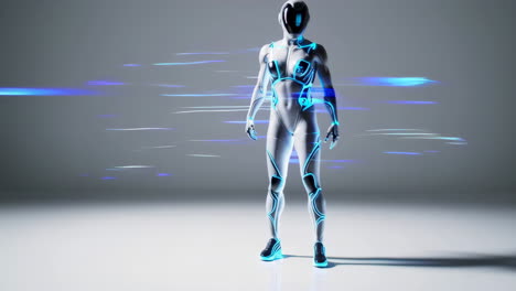 futuristic robot with glowing blue lines