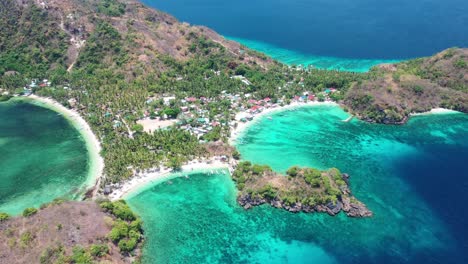 aerial view of scenic coastline and lagoons of romblon island archipelago, philippines