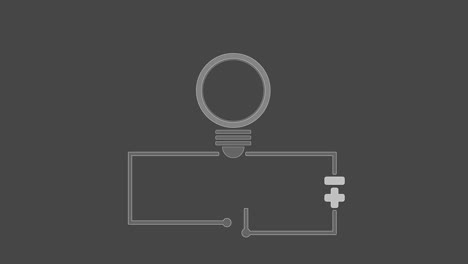 ultra high definition resolution animation of direct current circuit diagram with light bulb, switch on off, seamless, thirty frame per second