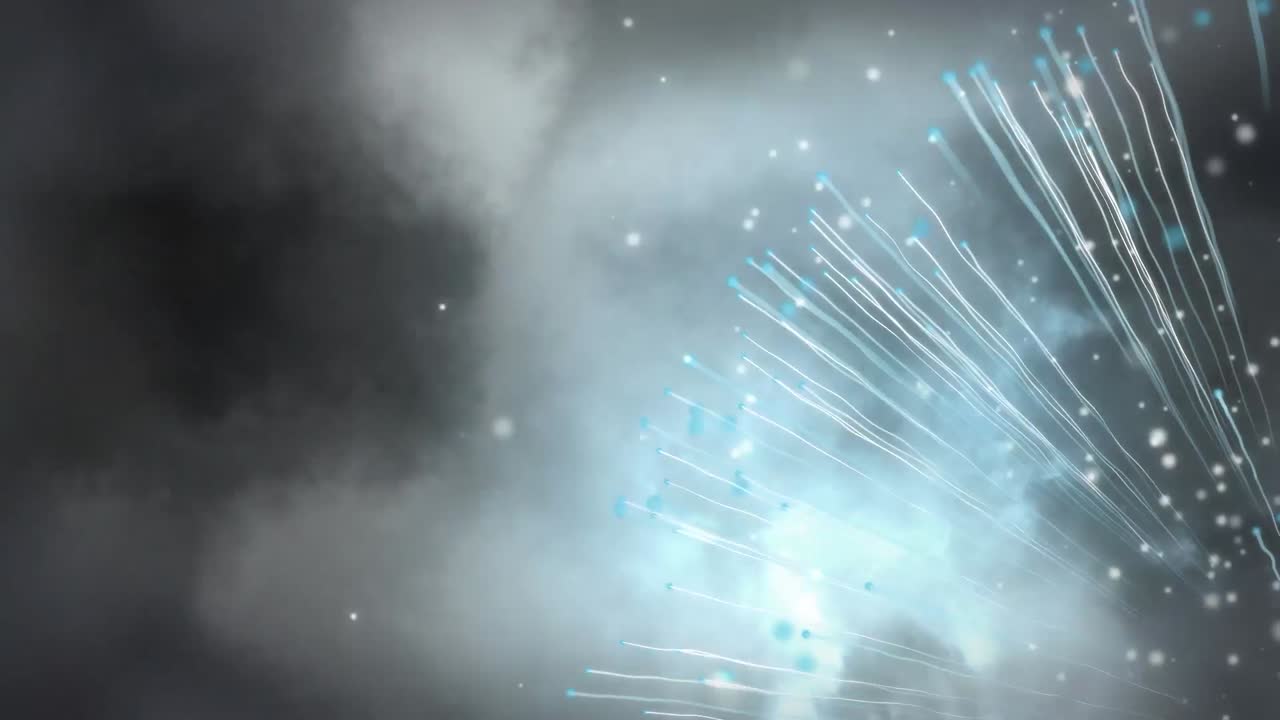 구름이 많은 하늘 위에서 불꽃놀이의 애니메이션