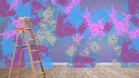 animation of paint splashes on grey background with ladder