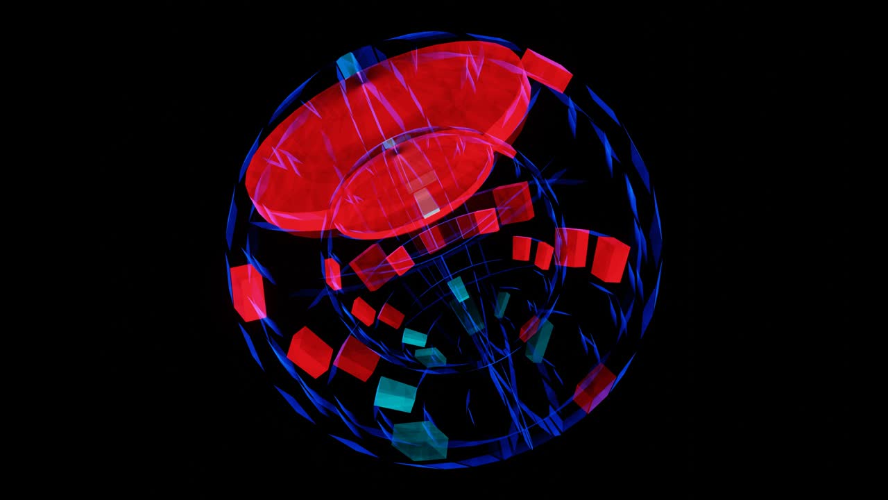 una bola de discoteca flotante de neón abstractamente reluciente.