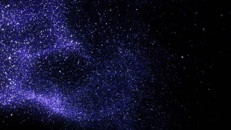 abstract flight of purple particles on dark background. animation. amazing space dust, bright moving comet and its colorful trace