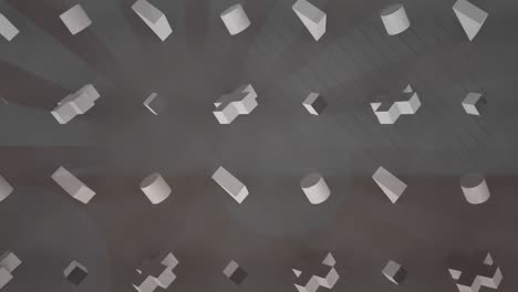 animation of shapes moving on gray background