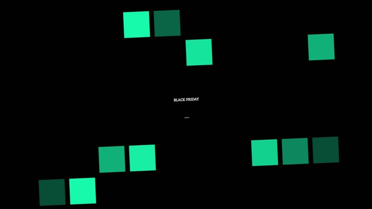 Black Friday with green squares on black modern gradient