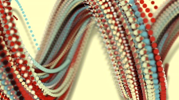 3D motion,3D rendering, abstract geometric background, circle point line together into a line Rotate together into a rope Soft tones