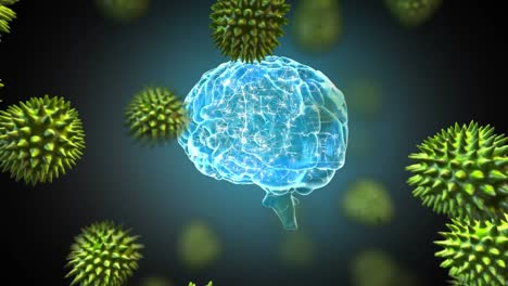 compuesto digital de un cerebro atacado por sustancias extrañas