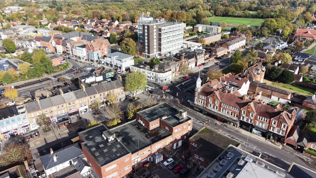 High street Brentwood Essex town centre drone,aerial
