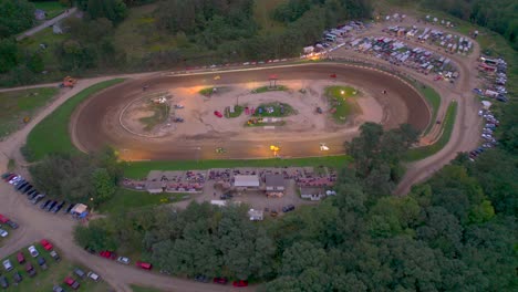 drone aerial view of the motorsport penn can speedway in susquehanna pennsylvania