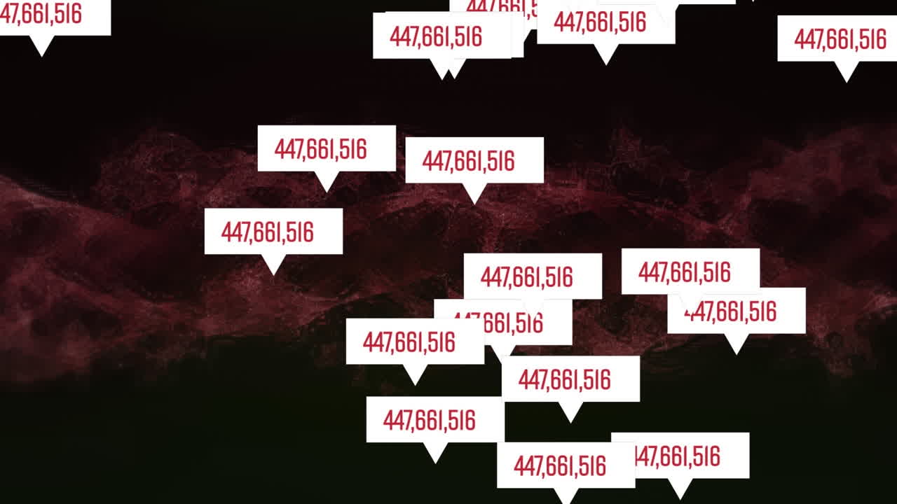 números crecientes en múltiples burbujas de habla flotando contra la onda digital en un fondo negro