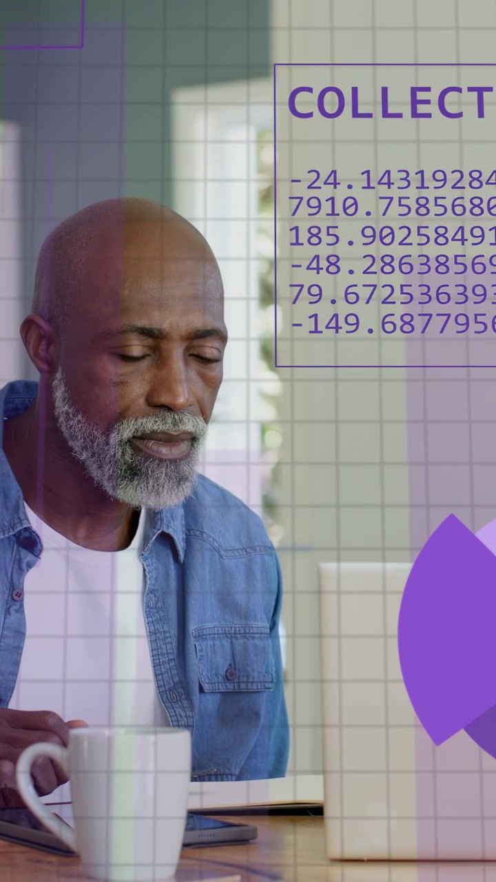 Vertical video: man studying laptop while graphs loading, woman joining and reviewing finance data