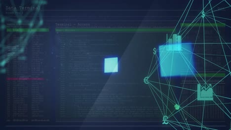 Animation-of-loading-ring-over-data-processing-and-network-of-connections