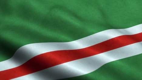 la bandera de la república chechena de ichkeria ondeando en el viento. la bandera nacional de ichkeria. el signo de la república de chechenia de ichqueria animación de bucle sin costuras. 4k