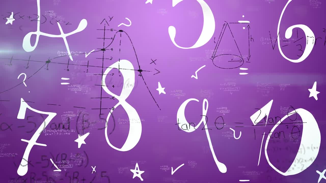 animación de fórmulas matemáticas en movimiento sobre un fondo púrpura