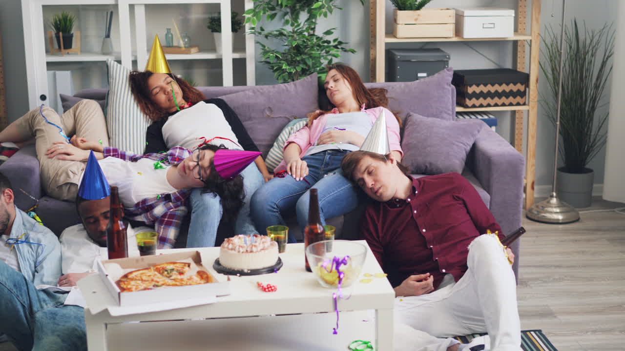 Partygoers Sleeping After a Celebration