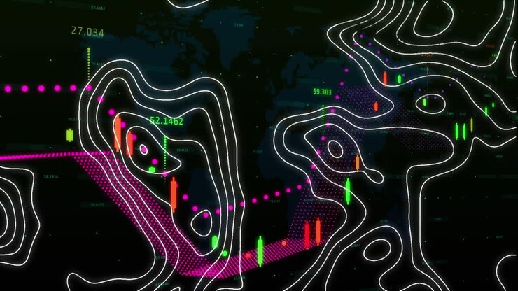 Animation of white lines over financial data processing