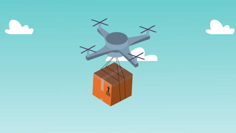 vuelo de drones con animación logística de caja