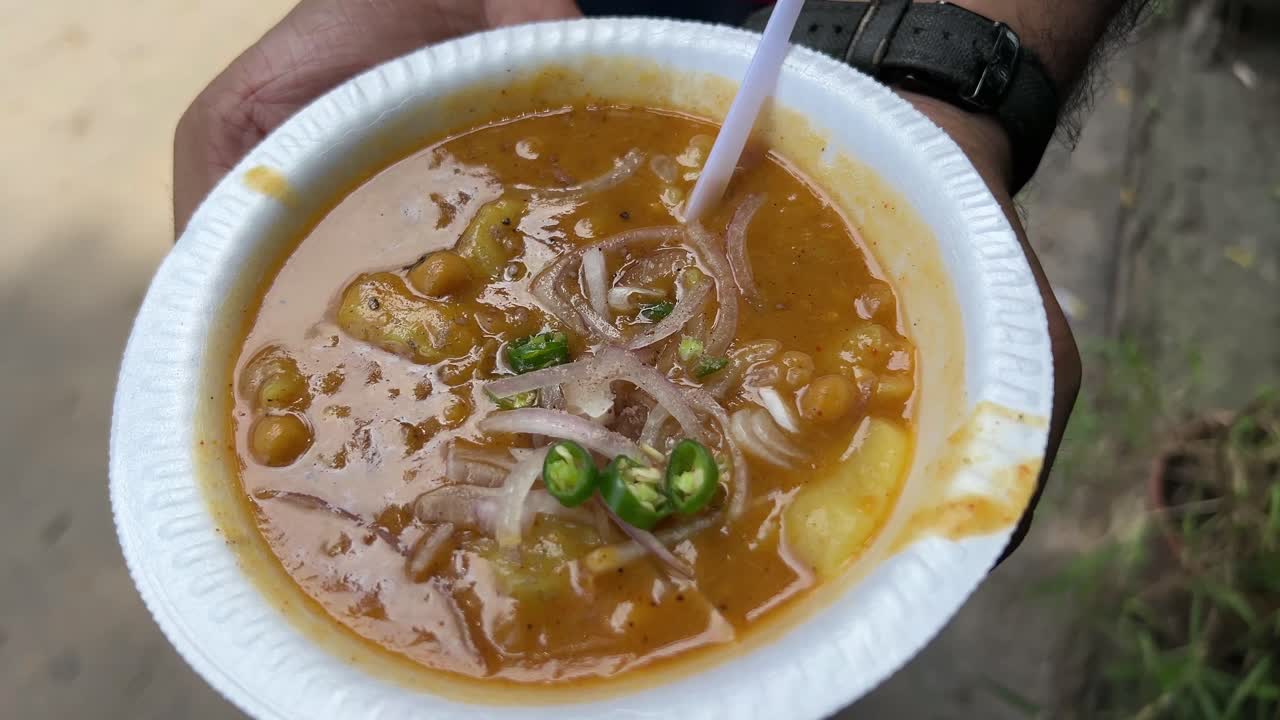 Delicious Indian Street Food: Spicy Chickpea and Potato Curry