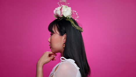 woman with rose crown