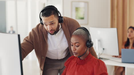 Black-woman,-leadership-or-call-center-manager