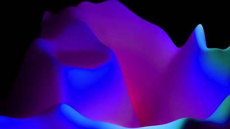 4k abstract looped fondo fantástico, gradiente líquido de pintura con brillo interno forma colinas o picos que cambian suavemente en el ciclo. hermosas transiciones de color rojo azul. 4