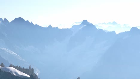 panoramic view of mountains of the alps, in chamonix, during a sunrise