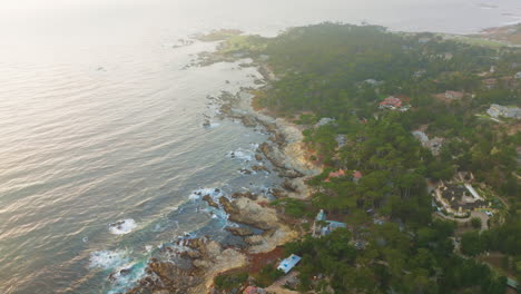 coastal california aerial view with fog