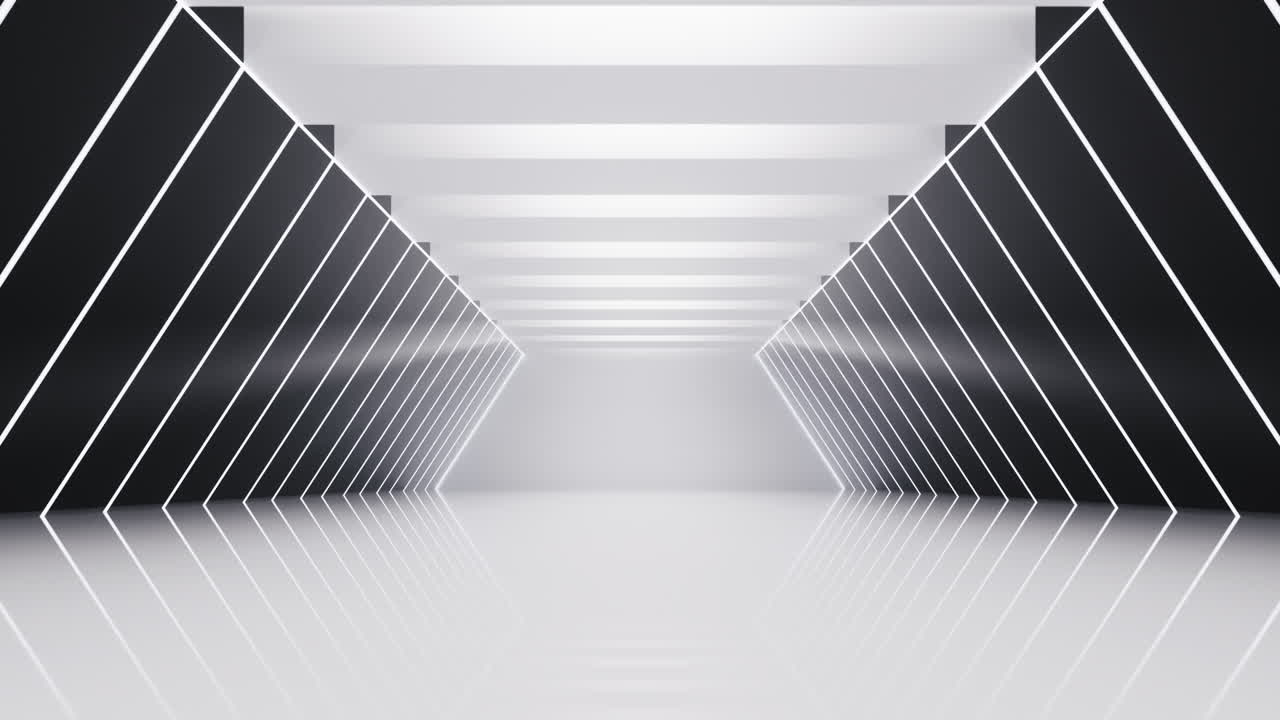 un túnel blanco y vacío, renderización en 3d.