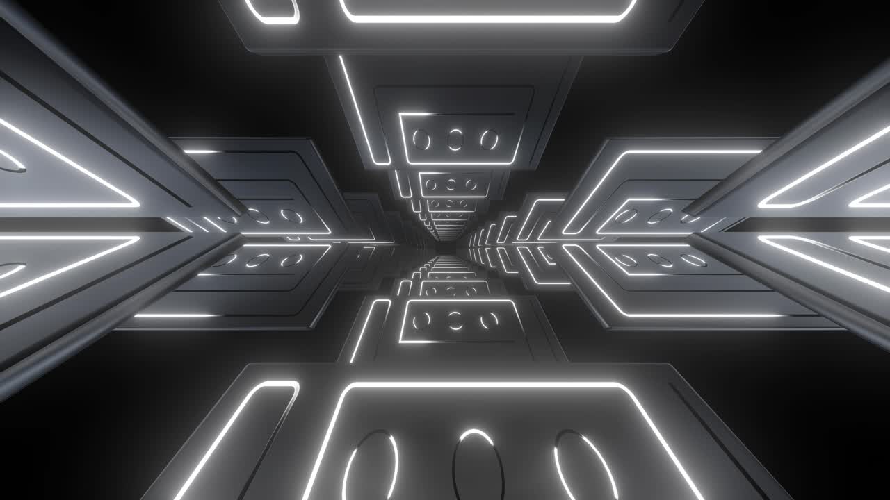 Abstract Futuristic Tunnel with Neon Lighting