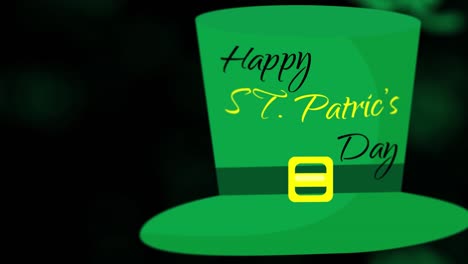 animation background for st patrics day, green hat, coins and clover leafs