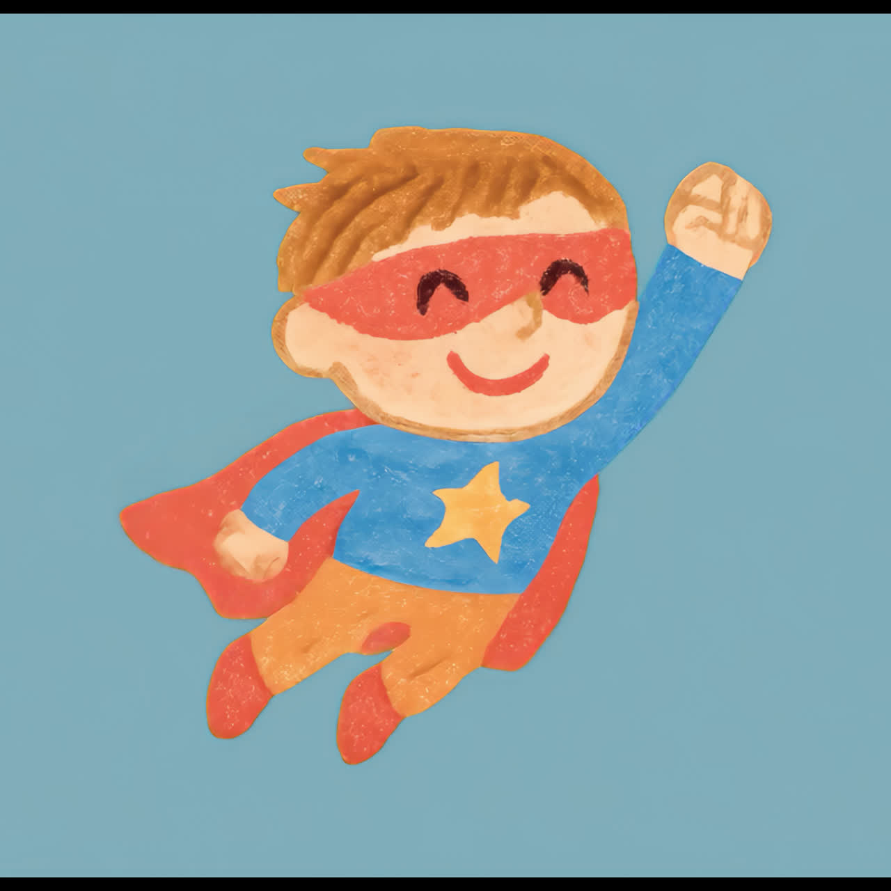 Child superhero illustration flying animation isolated asset, transparent 4K video, alpha channel