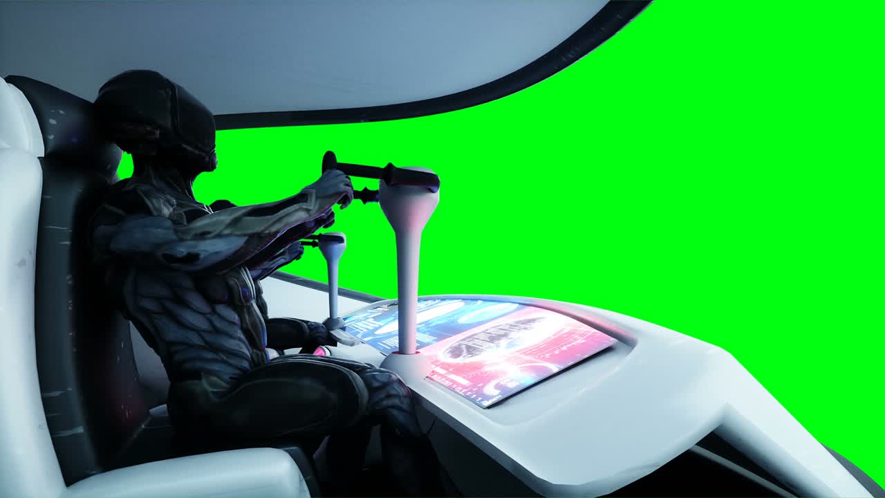 로과 함께 미래의 sf 인테리어, 그린 스크린 4k 영상