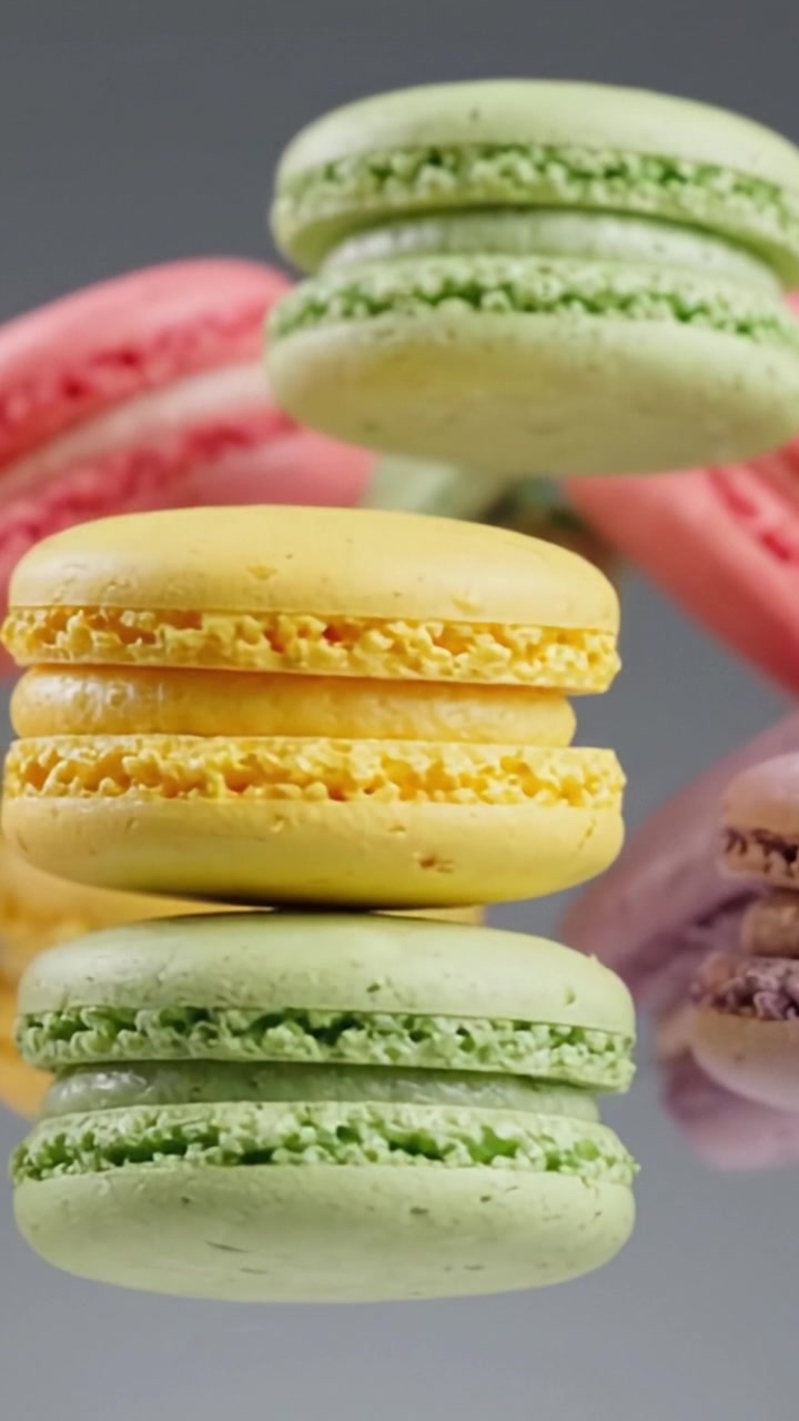 A Colorful Display of Gourmet Macarons: Delightful Array of Sweet Treats Showcasing a Variety of Flavors and Vibrant Colors, Perfect for Pastry Lovers and Dessert Enthusiasts