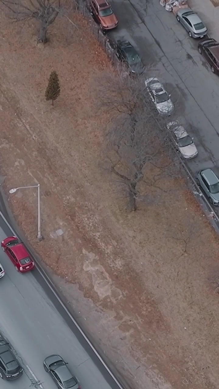 Toma Aérea de Autopista y Calle Local Paralela en Brooklyn