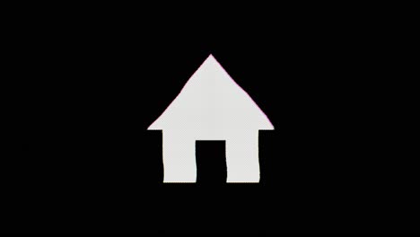 un icono de casa o hogar se interrumpe, oscila durante unos segundos, y luego se interrumpe