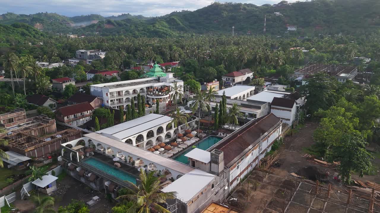 Aerial orbits charming travel resort in Baturiti, Lombok, Indonesia