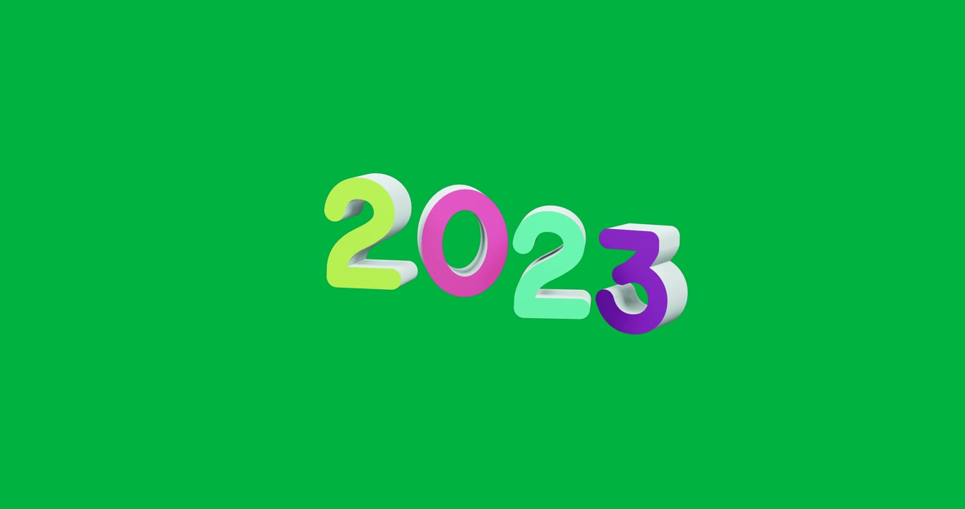 Animazione dei numeri di Capodanno 2023 in diversi colori su sfondo trasparente