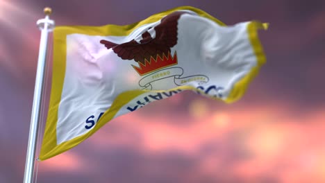 flag of san francisco city at sunset, city of united states of america - loop