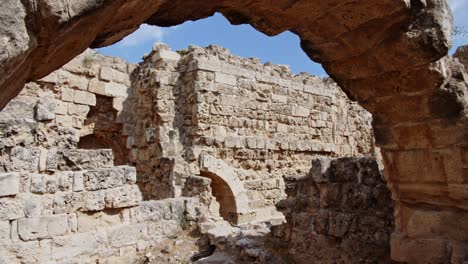 remains of antique limestone city of salamis in cyprus island