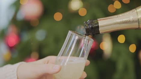 pouring champagne for a christmas celebration