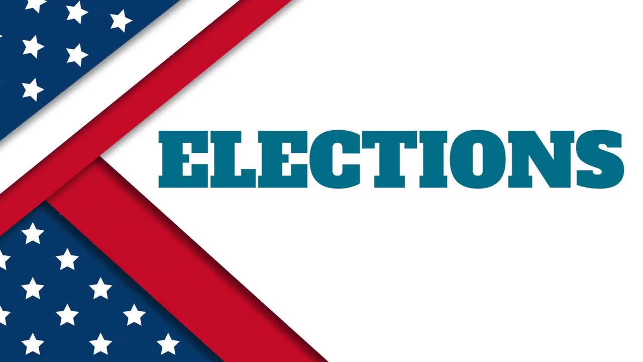 Animation of a word Elections with an U.S. flag on white background