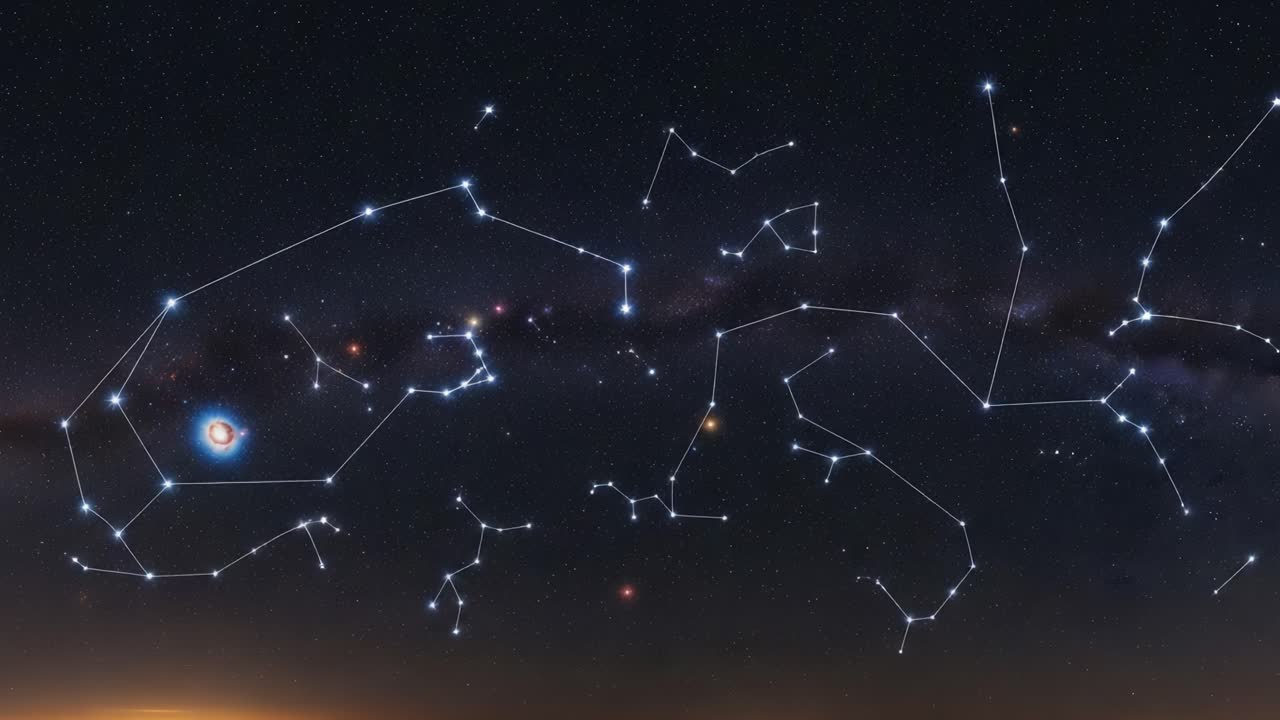 Various Constellations in the Night Sky