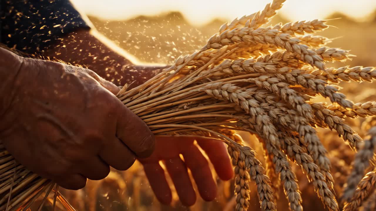 Golden Harvest: A Farmer's Hands Holding Ripe Wheat