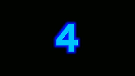 Neón-Azul-Energía-Número-Cuatro-4-Animación-Digital-Sobre-Fondo-Negro
