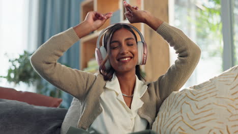 woman enjoying music with headphones