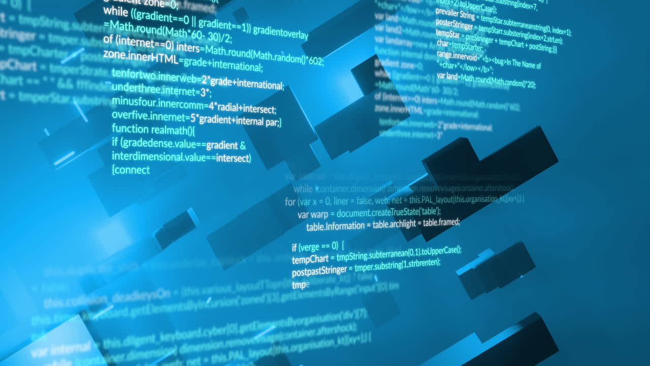 animación del procesamiento de datos sobre fondo azul