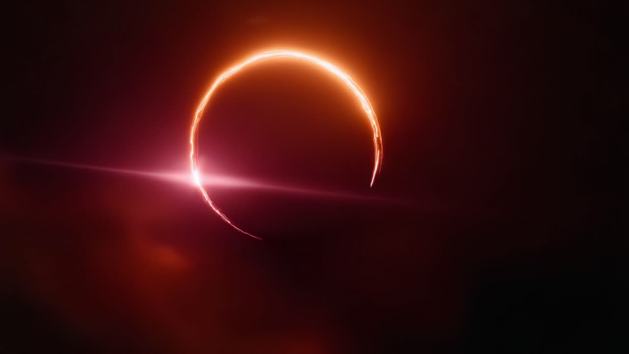 A stunning cosmic phenomenon showcasing the eclipse of the moon as fiery colors illuminate the sky, creating a breathtaking celestial spectacle in space