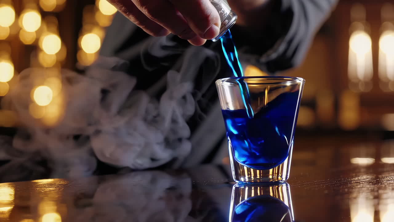 Pouring a Blue Shot at a Bar